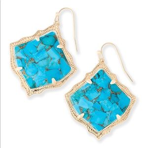 Kirsten Drop Earrings In Bronze Veined Turquoise